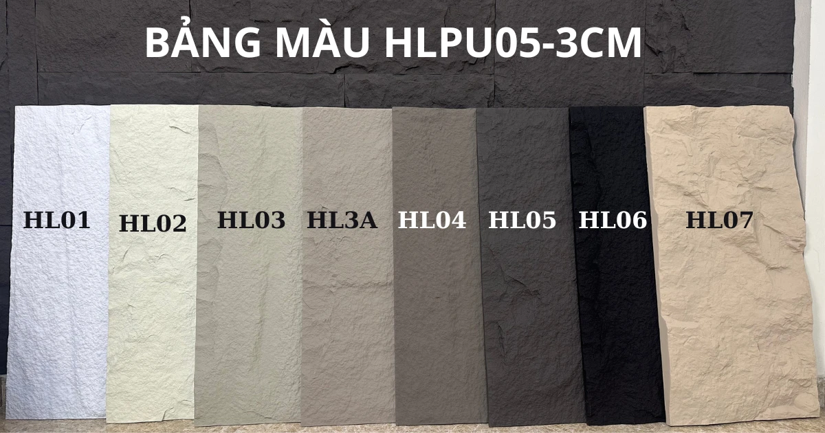 Tấm ốp tường vân đá nấm màu vàng gai HLPU05-07-3cm